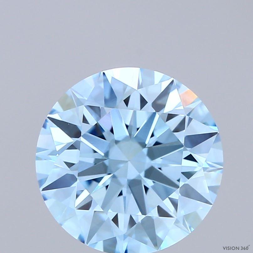 3.11 Ct. Fancy Vivid Blue Round Lab Grown Diamond