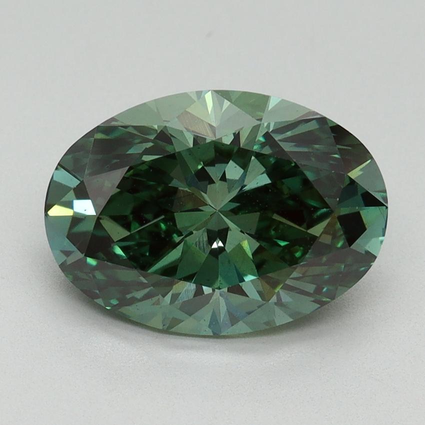 3.03 Ct. Fancy Vivid Green Oval Lab Grown Diamond