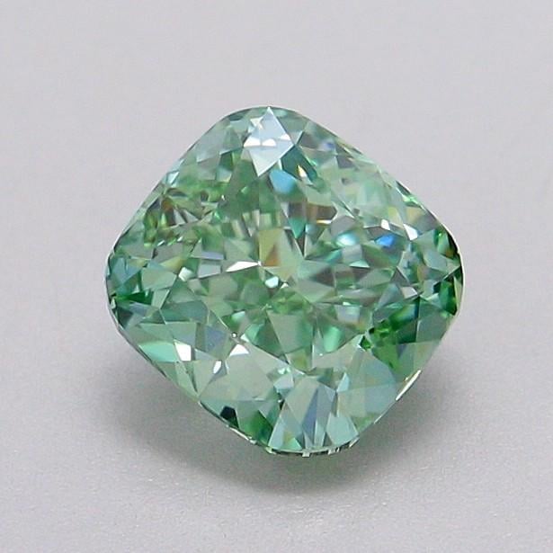 1.03 Ct. Fancy Vivid Green Cushion Lab Grown Diamond