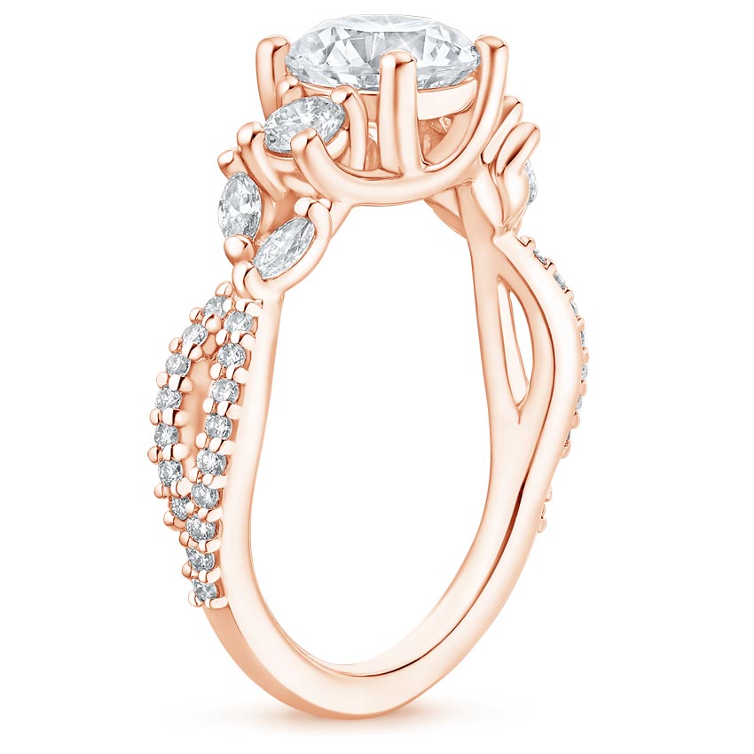 14K Rose Gold Three Stone Luxe Willow Diamond Ring (1/2 ct. tw.), large side view