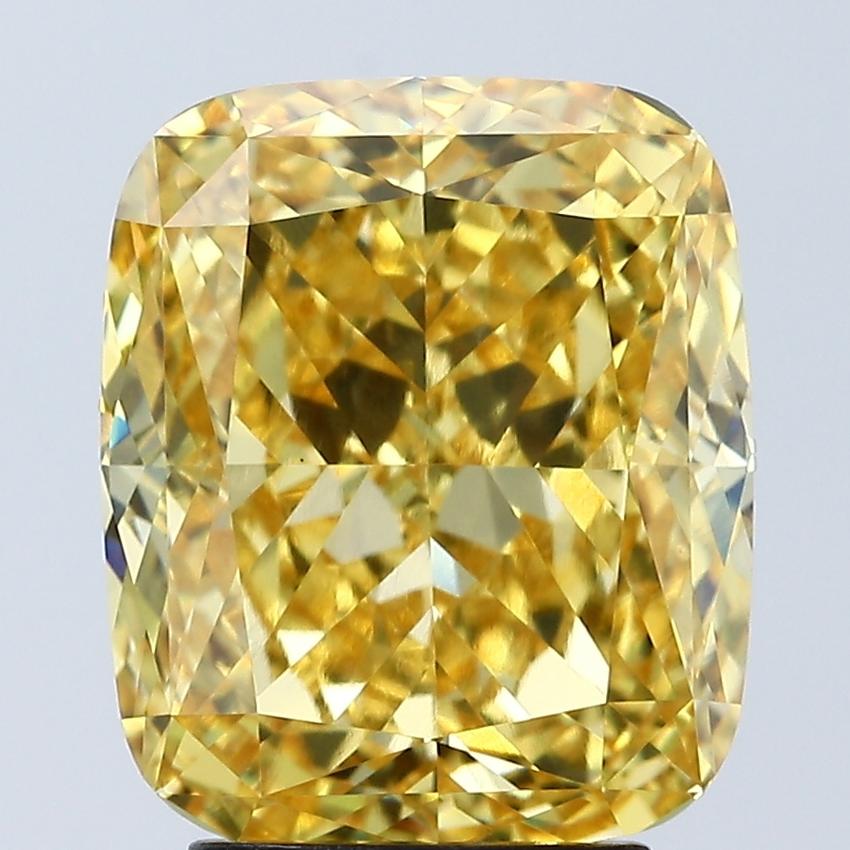 4.06 Ct. Fancy Vivid Yellow Cushion Lab Grown Diamond