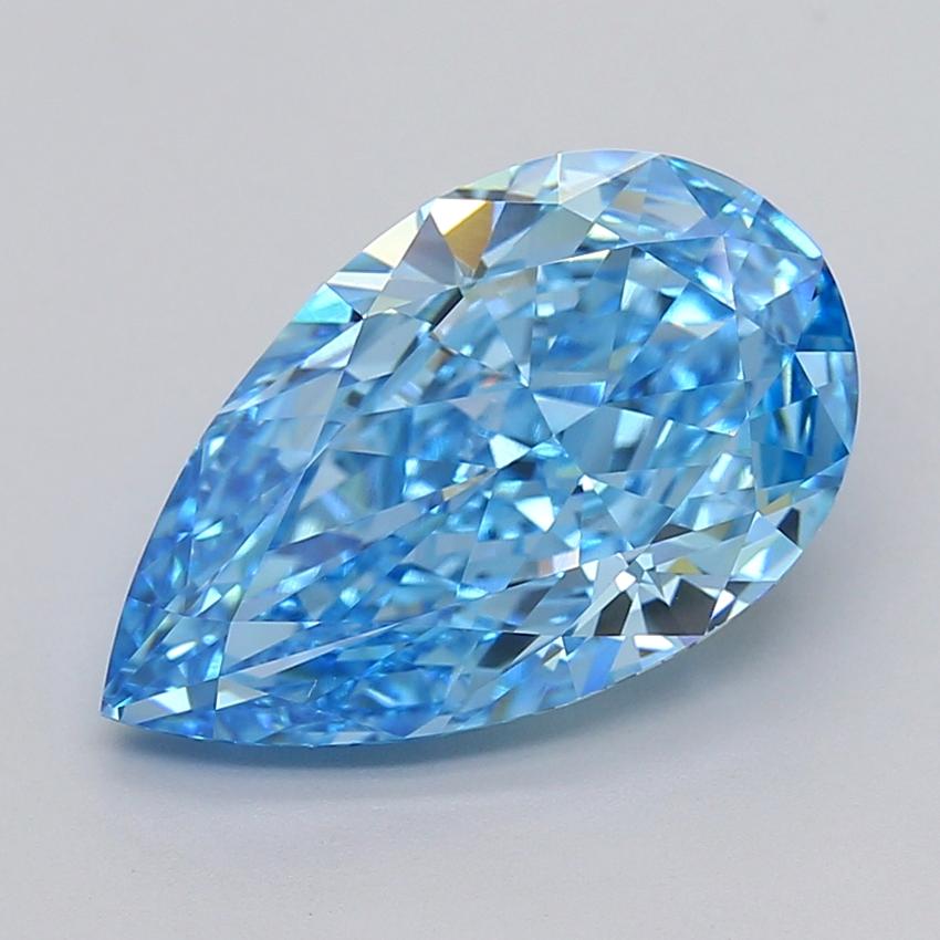 7.01 Ct. Fancy Vivid Blue Pear Lab Grown Diamond
