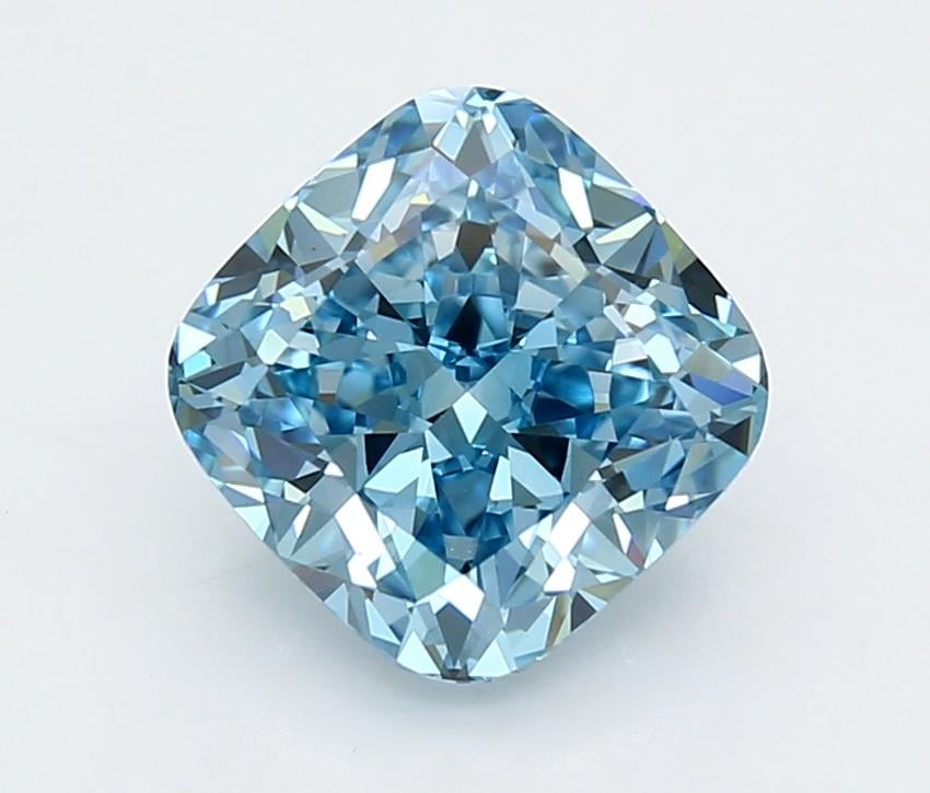 3.03 Ct. Fancy Vivid  Blue Cushion Lab Grown Diamond