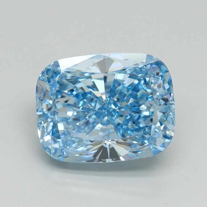 3.05 Ct. Fancy Vivid Blue Cushion Lab Grown Diamond
