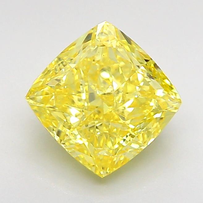 2.03 Ct. Fancy Vivid  Yellow Cushion Lab Grown Diamond
