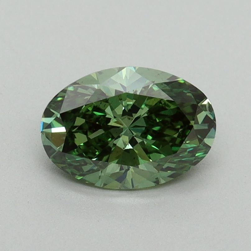 0.90 Ct. Fancy Vivid Green Oval Lab Grown Diamond