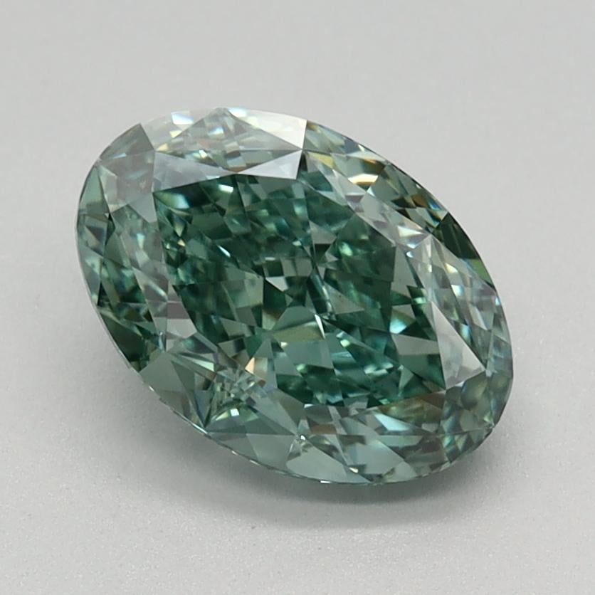 1.33 Ct. Fancy Vivid Bluish Green Oval Lab Grown Diamond
