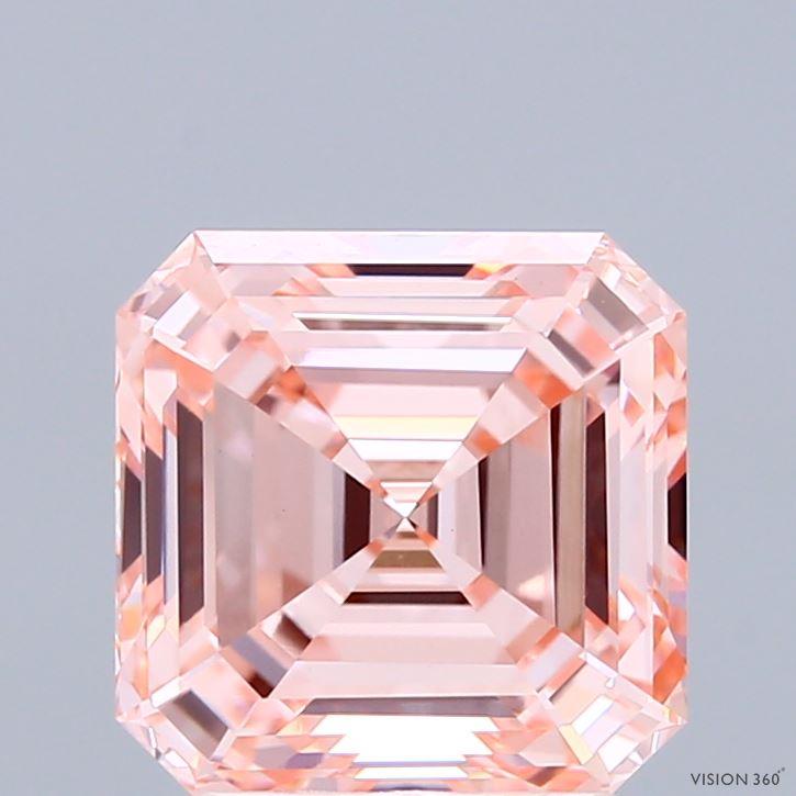 3.04 Ct. Fancy Intense Pink Asscher Lab Grown Diamond