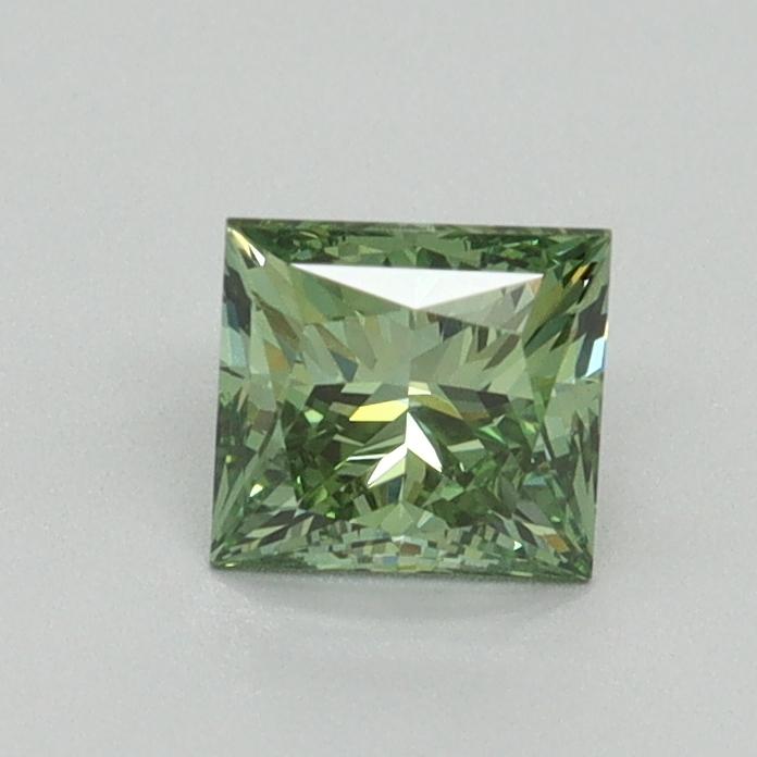 0.70 Ct. Fancy Vivid Green Princess Lab Grown Diamond