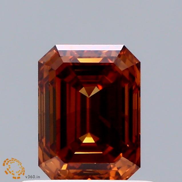 0.72 Ct. Fancy Vivid  Orange Emerald Lab Grown Diamond