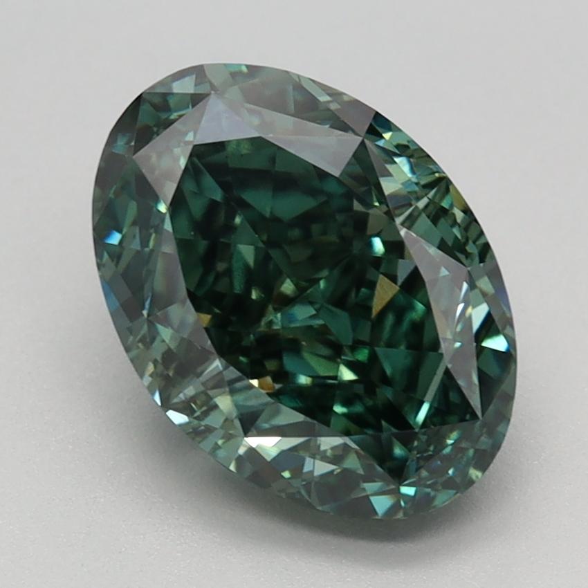 2.64 Ct. Fancy Vivid Green Oval Lab Grown Diamond