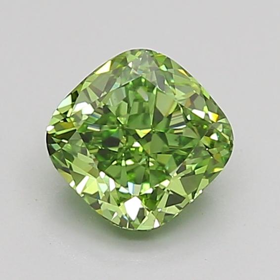 1.02 Ct. Fancy Vivid Green Cushion Lab Grown Diamond