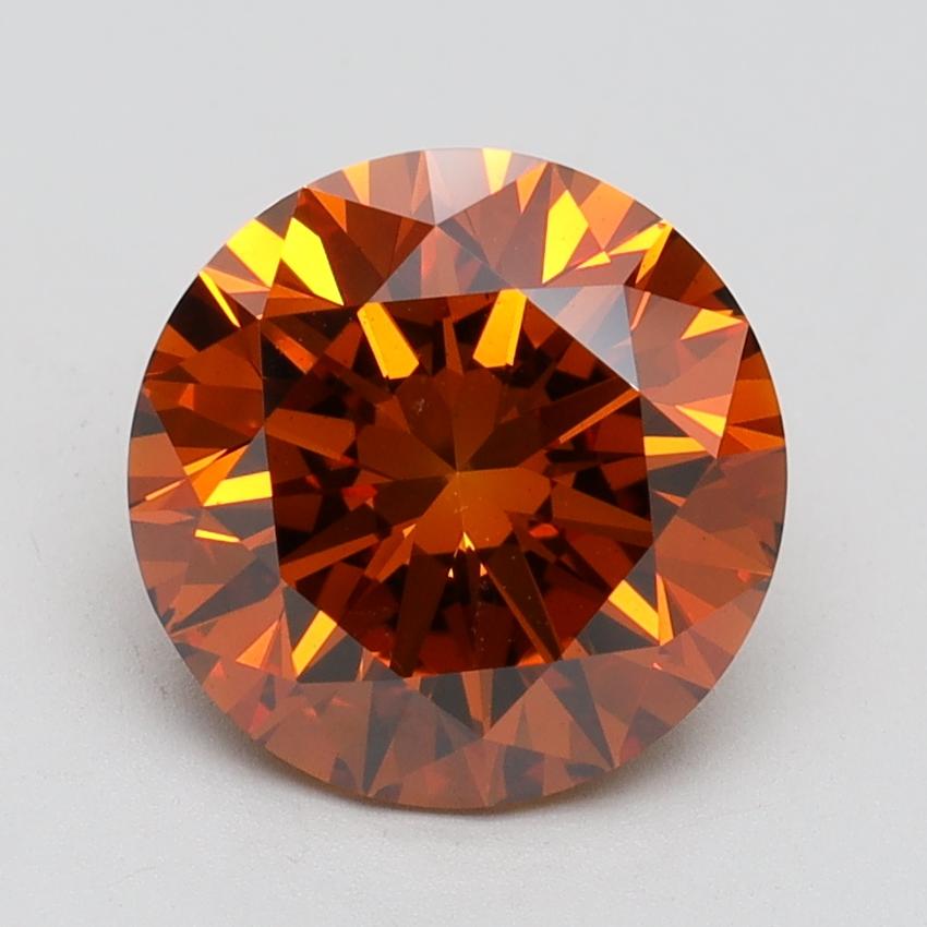 3.16 Ct. Fancy Vivid Orange Round Lab Grown Diamond