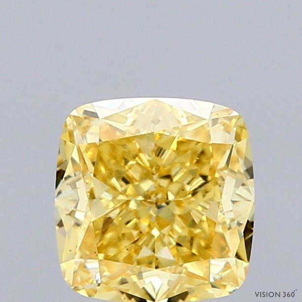 1.52 Ct. Fancy Vivid Yellow Cushion Lab Grown Diamond
