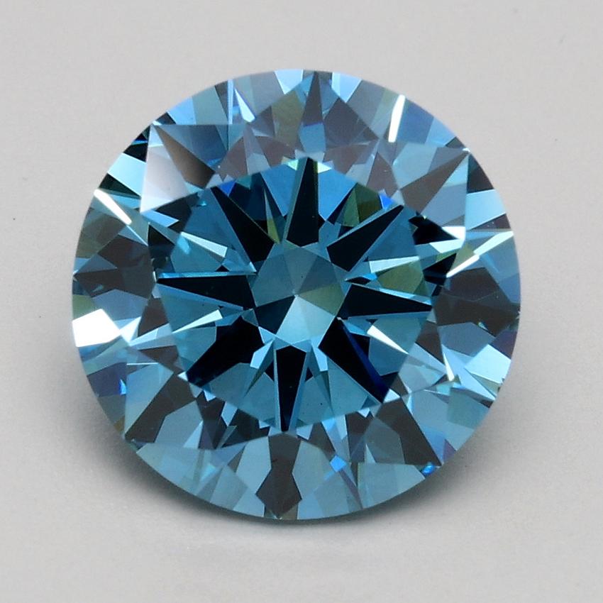 2.14 Ct. Fancy Vivid Blue Round Lab Grown Diamond