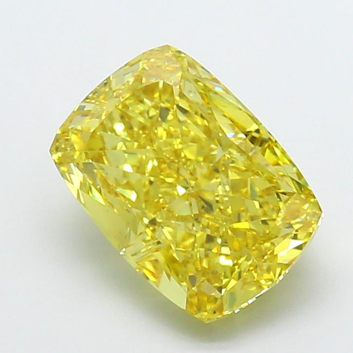 6.09 Ct. Fancy Vivid Yellow Cushion Lab Grown Diamond