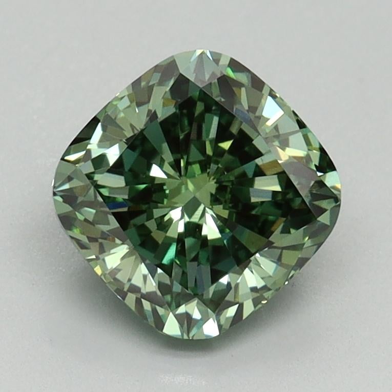 1.58 Ct. Fancy Vivid Green Cushion Lab Grown Diamond