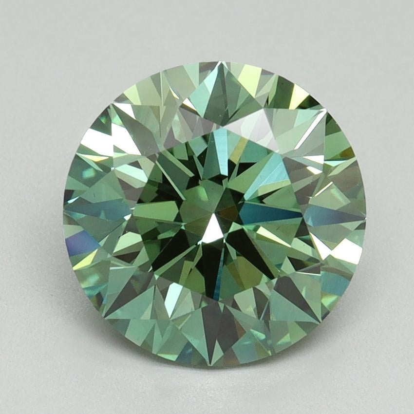 3.23 Ct. Fancy Vivid Green Round Lab Grown Diamond