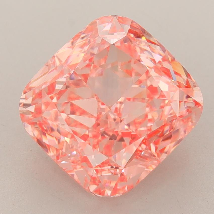 4.05 Ct. Fancy Vivid  Pink Cushion Lab Grown Diamond