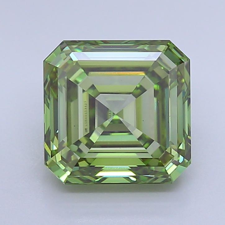 5.01 Ct. Fancy Vivid Green Asscher Lab Grown Diamond