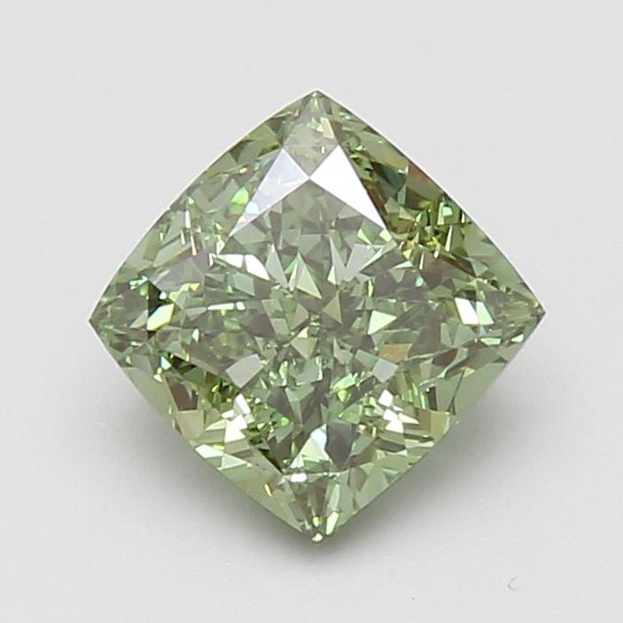 2.09 Ct. Fancy Vivid Green Cushion Lab Grown Diamond
