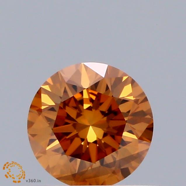 0.52 Ct. Fancy Vivid Orange Round Lab Grown Diamond