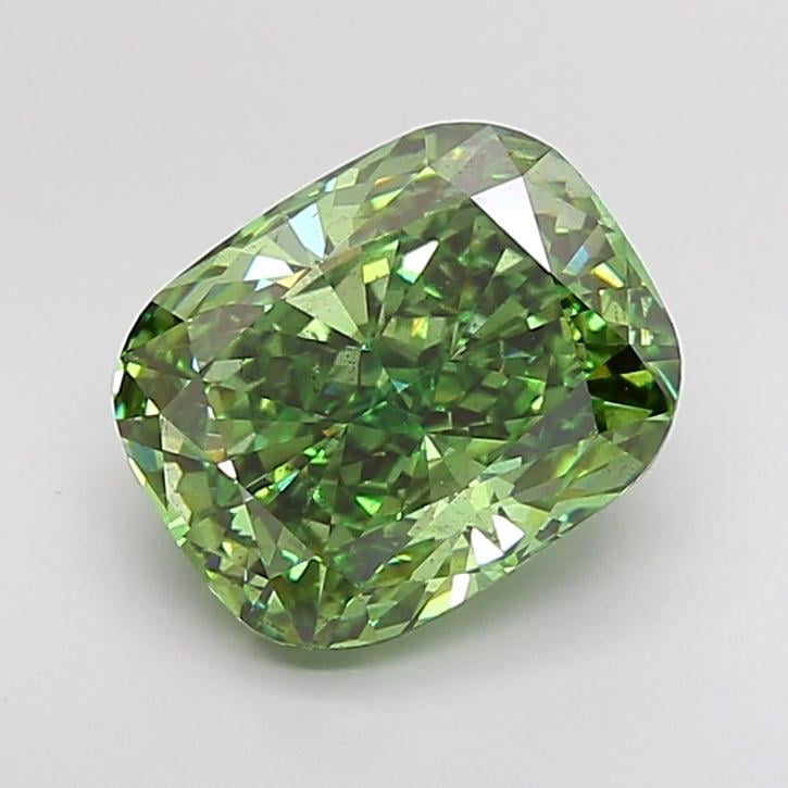 5.18 Ct. Fancy Vivid  Green Cushion Lab Grown Diamond