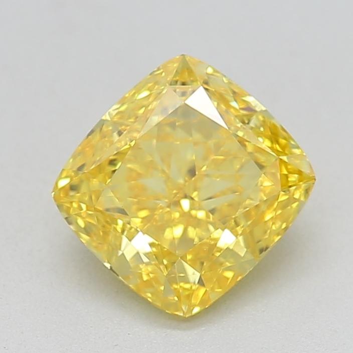 0.70 Ct. Fancy Vivid Yellow Cushion Lab Grown Diamond