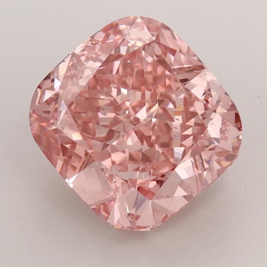 4.37 Ct. Fancy Vivid  Pink Cushion Lab Grown Diamond
