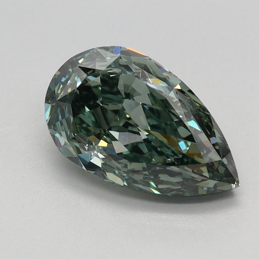 1.82 Ct. Fancy Intense Bluish Green Pear Lab Grown Diamond