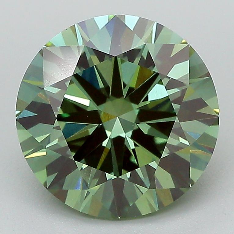 3.03 Ct. Fancy Vivid Green Round Lab Grown Diamond