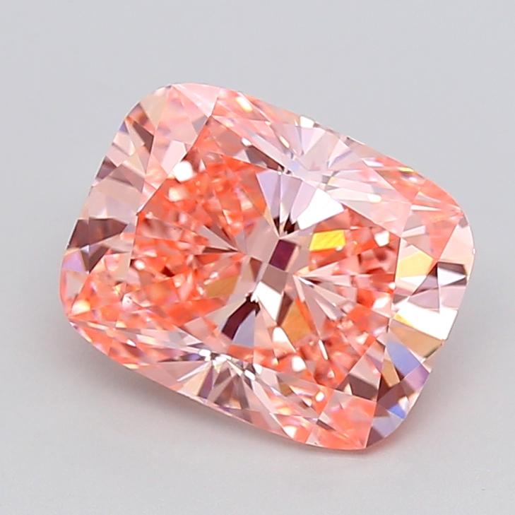 3.05 Ct. Fancy Vivid  Pink Cushion Lab Grown Diamond