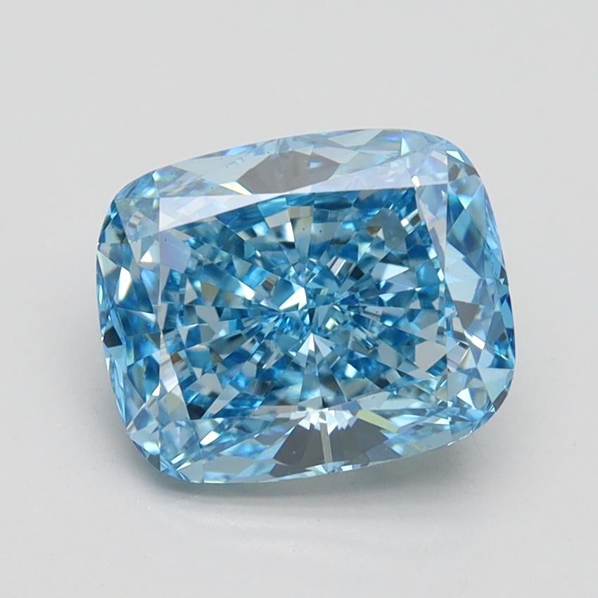 2.35 Ct. Fancy Vivid Malibu Blue Cushion Lab Grown Diamond