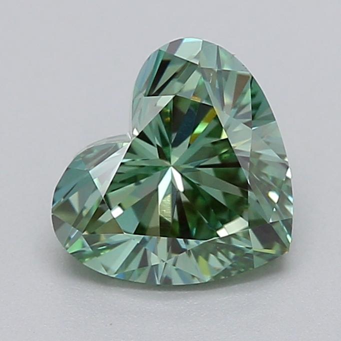 0.70 Ct. Fancy Vivid Green Heart Lab Grown Diamond
