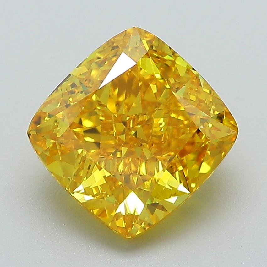 3.09 Ct. Fancy Vivid Yellow Cushion Lab Grown Diamond