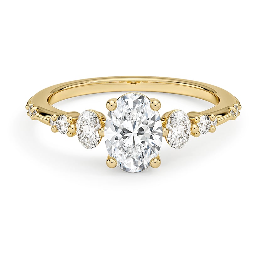 Custom Milgrain Three Stone Oval Diamond Ring