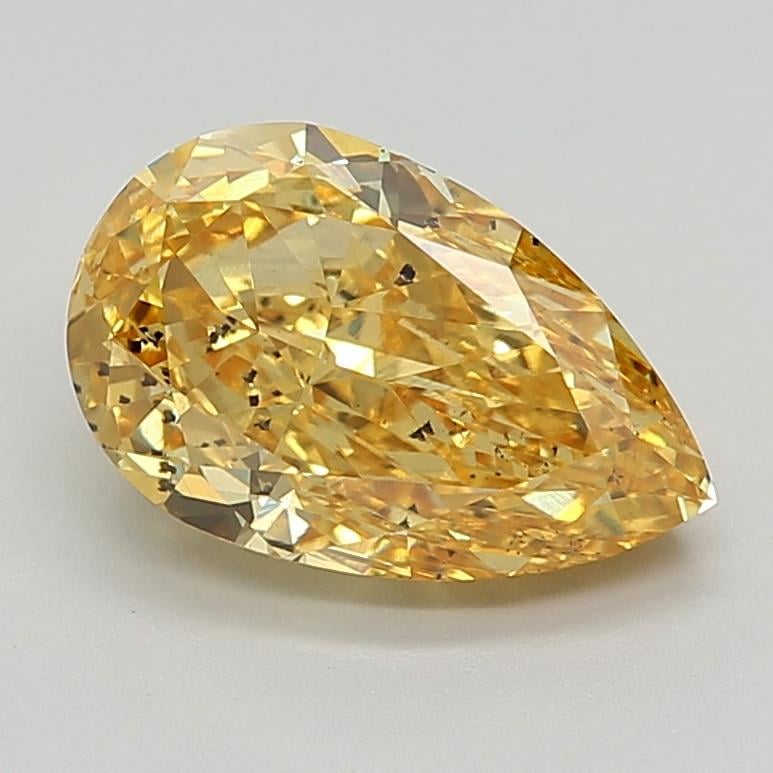 4.07 Ct. Fancy Vivid  Yellow Pear Lab Grown Diamond