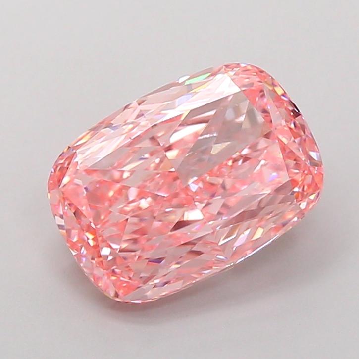 3.06 Ct. Fancy Vivid Pink Cushion Lab Grown Diamond