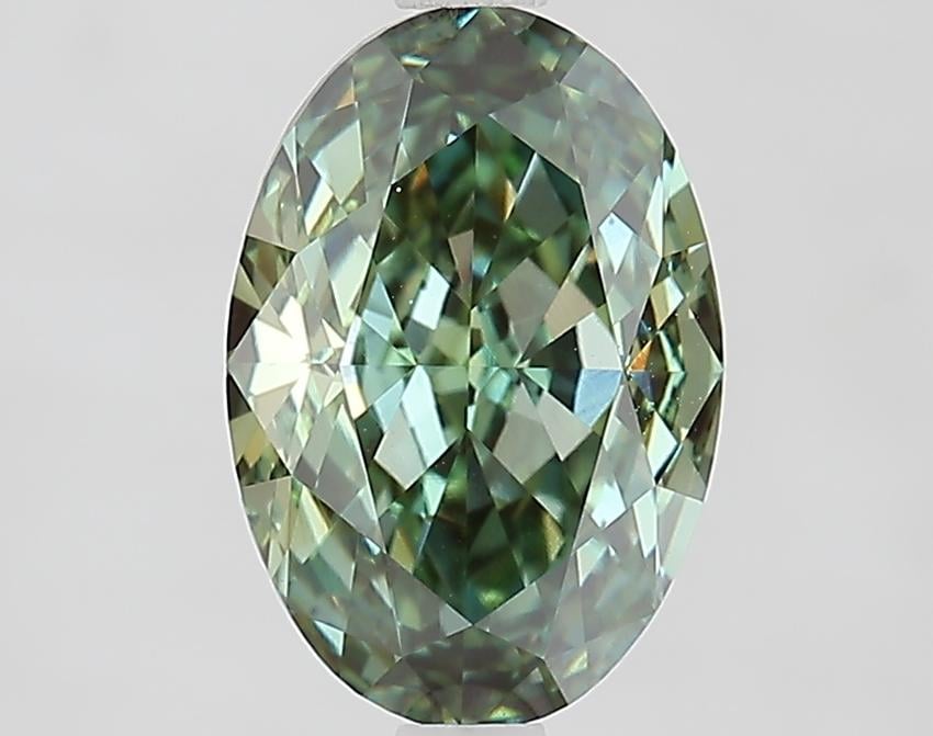 2.81 Ct. Fancy Vivid Green Oval Lab Grown Diamond