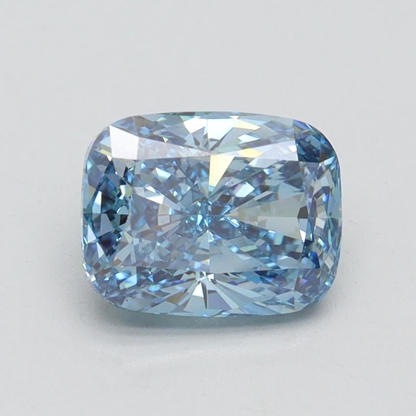 1.61 Ct. Fancy Vivid Blue Cushion Lab Grown Diamond