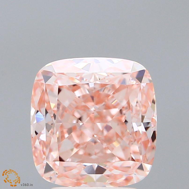 3.53 Ct. Fancy Vivid  Pink Cushion Lab Grown Diamond