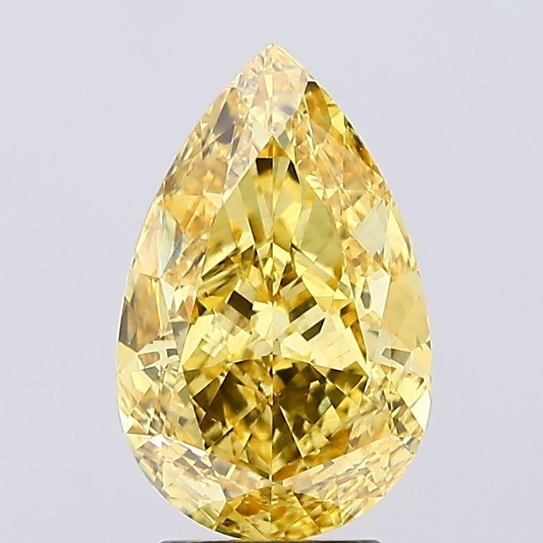 3.88 Ct. Fancy Vivid  Yellow Pear Lab Grown Diamond