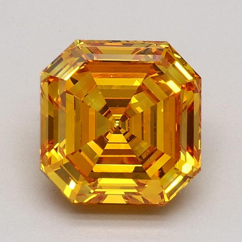 1.58 Ct. Fancy Vivid Orange Asscher Lab Grown Diamond