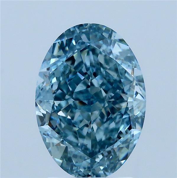 3.21 Ct. Fancy Intense Greenish Blue Oval Lab Grown Diamond