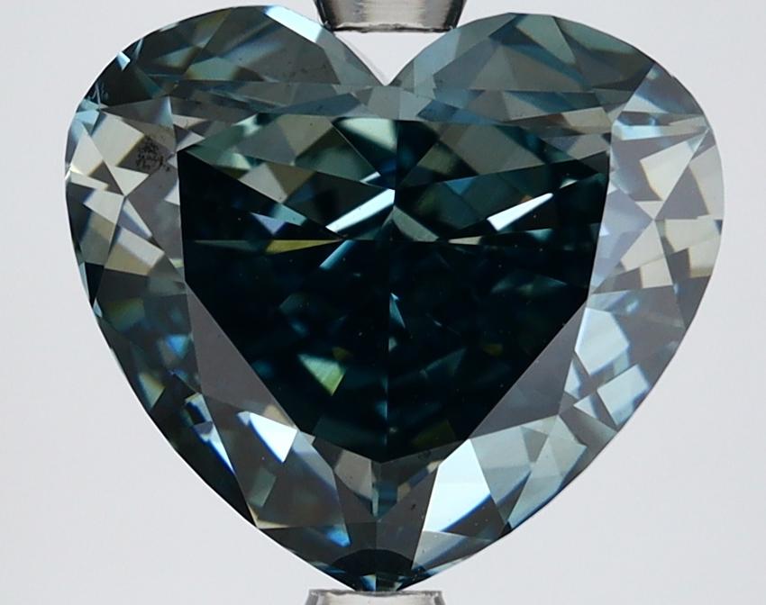 4.09 Ct. Fancy Deep Bluish Green Heart Lab Grown Diamond
