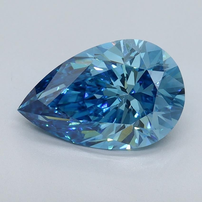 2.03 Ct. Fancy Vivid Malibu Blue Pear Lab Grown Diamond