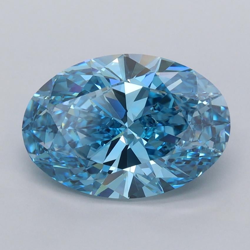 3.01 Ct. Fancy Vivid  Blue Oval Lab Grown Diamond