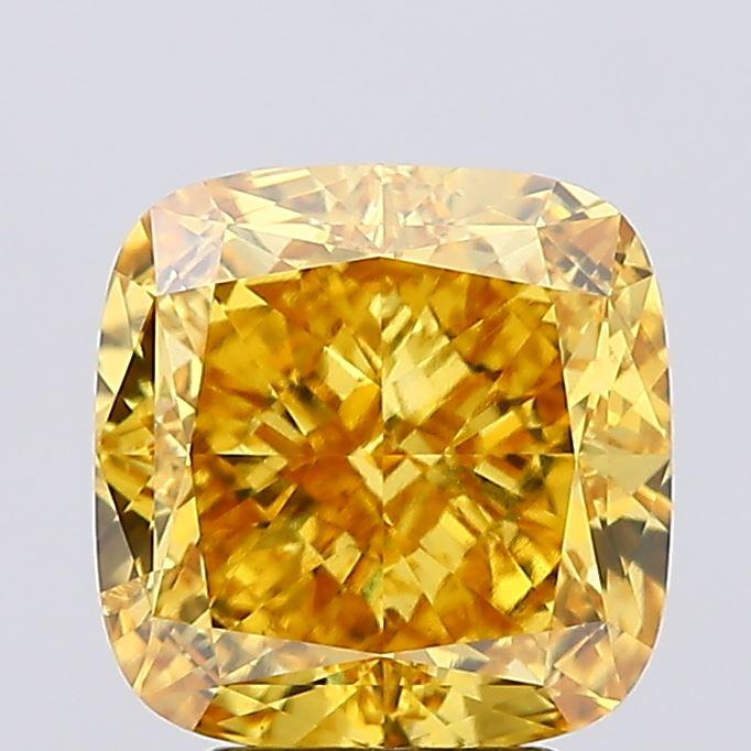 4.60 Ct. Fancy Vivid  Yellow Cushion Lab Grown Diamond