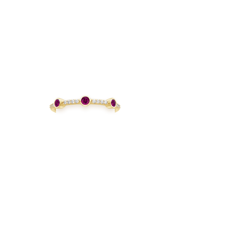 Adley Lab Created Ruby and Diamond Ring in 18K Yellow Gold