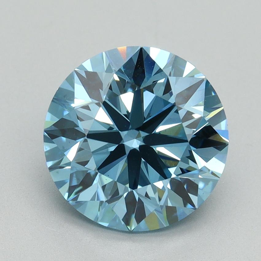 3.08 Ct. Fancy Vivid Blue Round Lab Grown Diamond